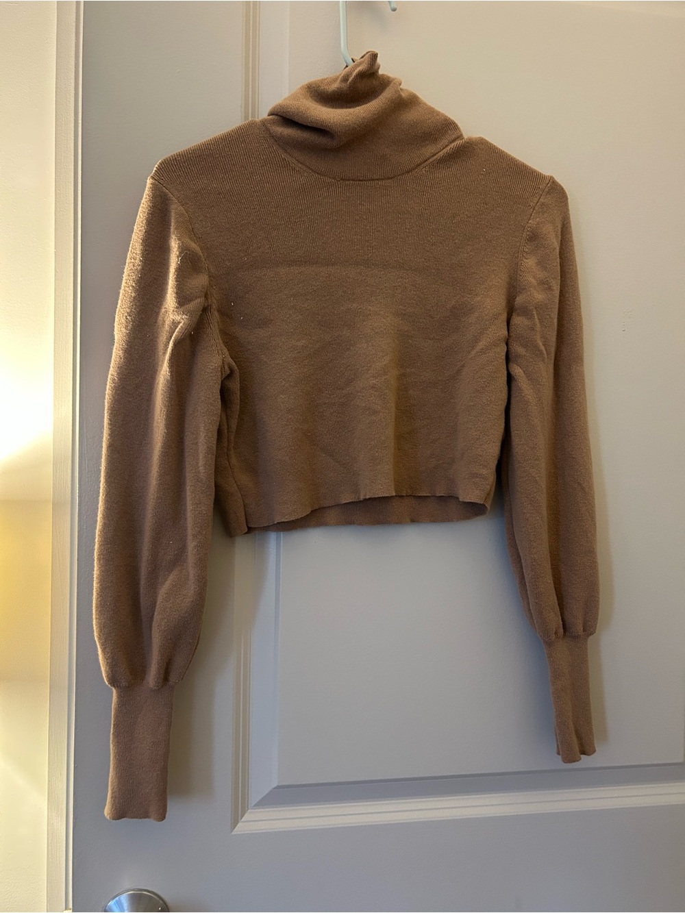 Wilfred Aritzia Camel Cropped Turtleneck Sweater